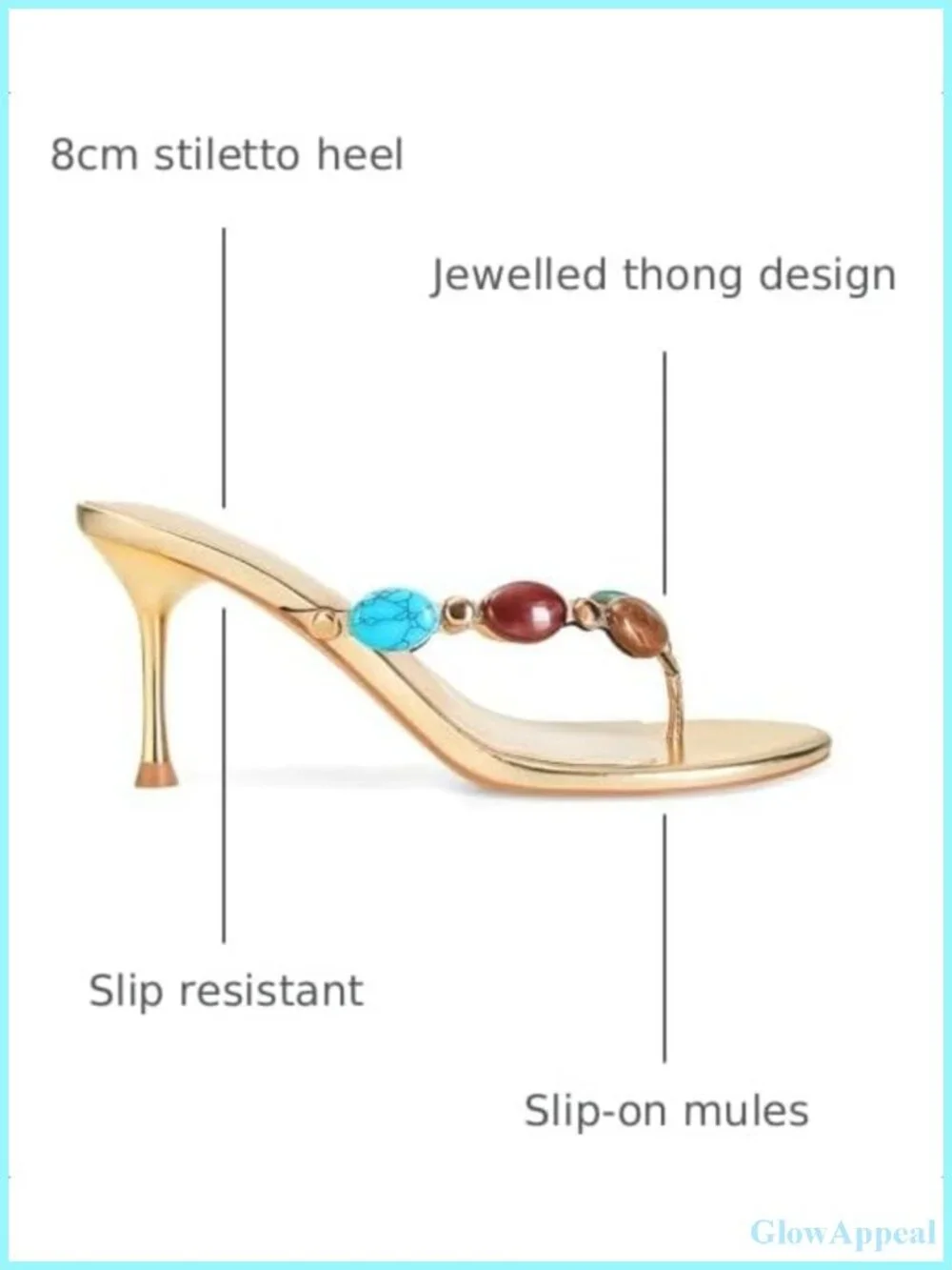 Jeweled Flip Flop Kitten Heel Sandals Women Open Toe Beaded Strappy High Heels